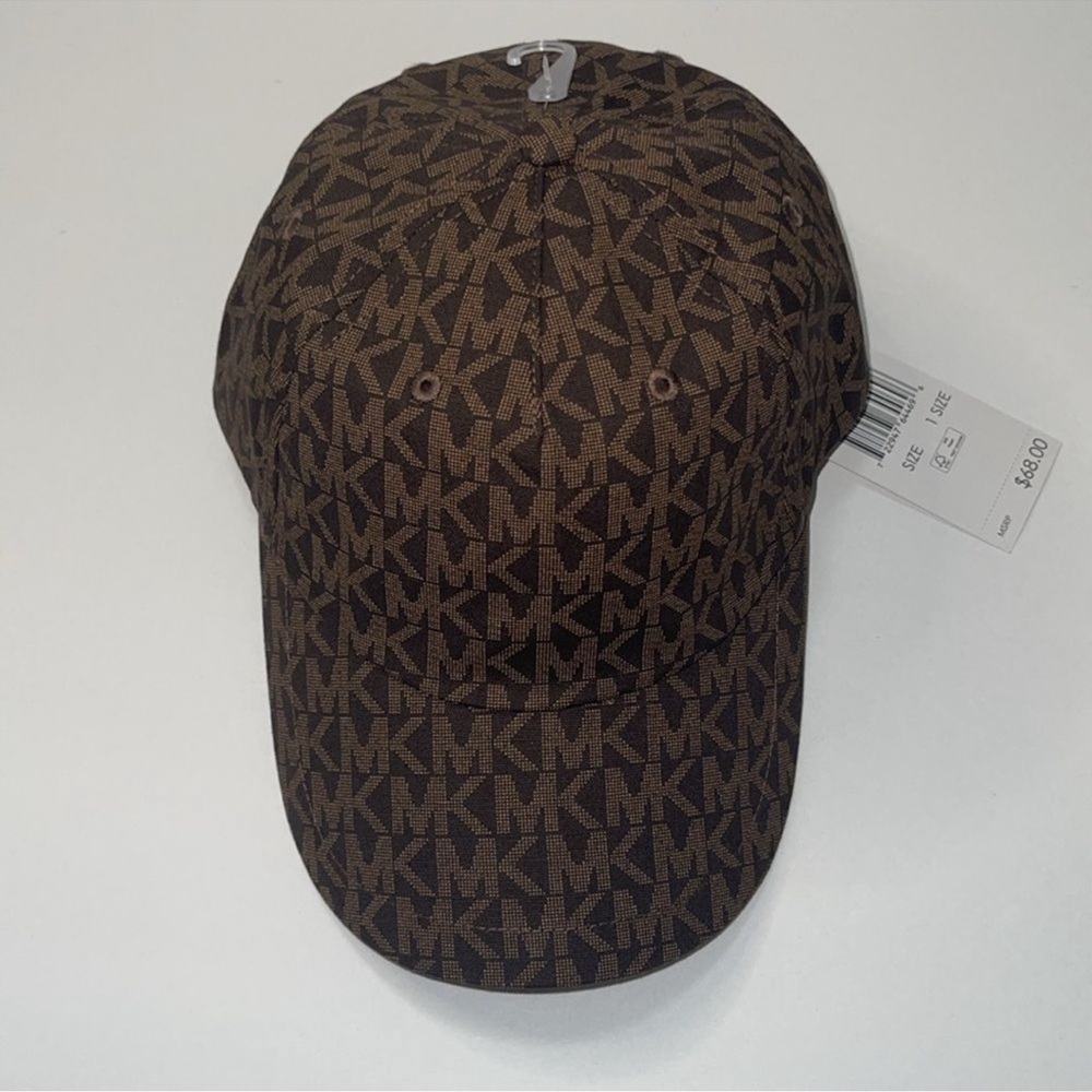 Michael Kors Signature MK Logo Baseball Cap Hat, Brown One Size.NWT
